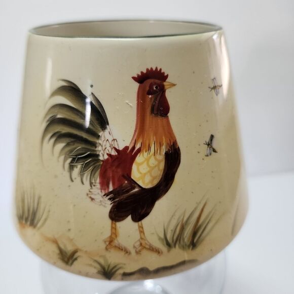 Home Interiors Candle Shade/Topper with Rooster and Glass Vase - Picture 2 of 6
